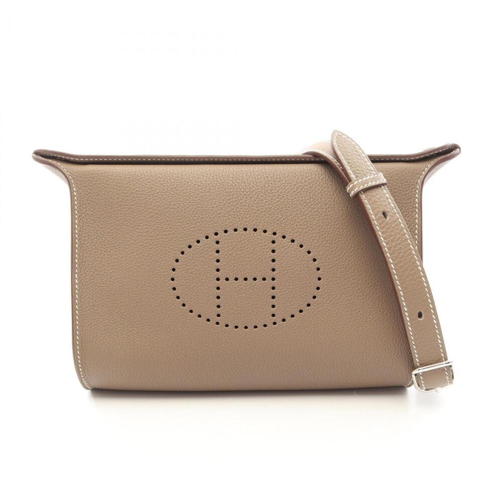 Hermes HERMES Vid Poche Shoulder Bag Handbag Leather Togo Women's Gray